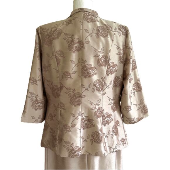 Jessica Howard Evenings Jacket Dress Woman Tan Sequins 2 Piece Midi Size 14W - Picture 6 of 14